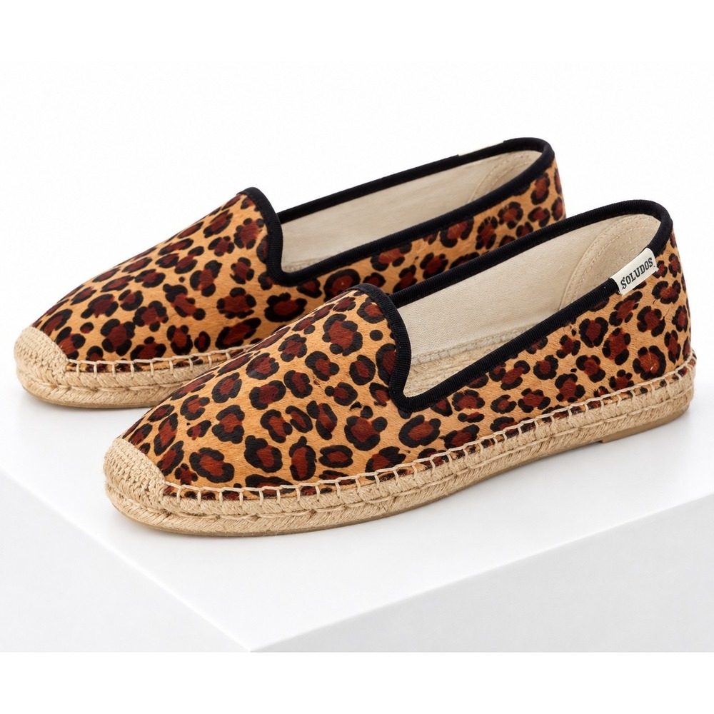 Soludos Leopard Cheetah Smoking Flats Espadrilles Ladies Size 8